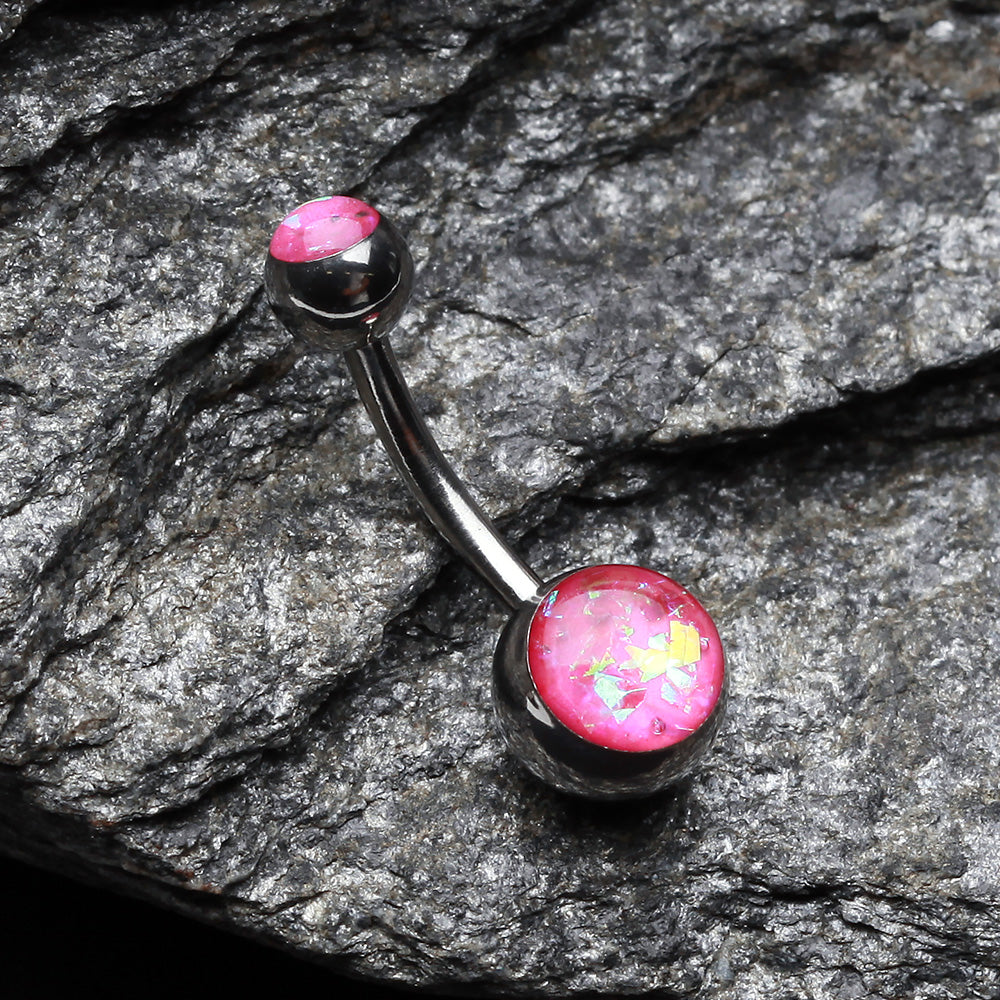 Detail View 2 of Opal Sparkle Shower Basic Belly Button Ring-Pink