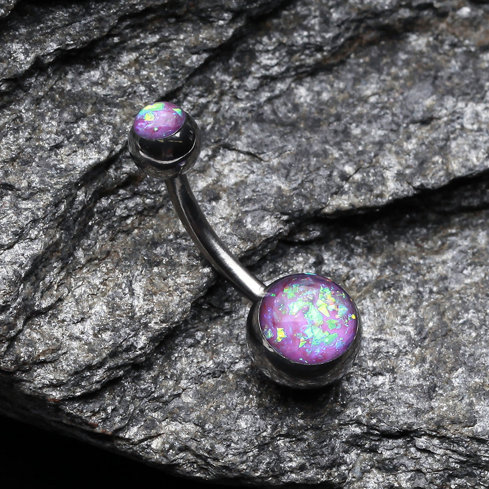 Detail View 2 of Opal Sparkle Shower Basic Belly Button Ring-Purple