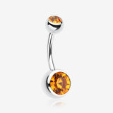 Double Gem Ball Steel Belly Button Ring