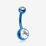 Colorline Double Gem Ball Steel Belly Button Ring