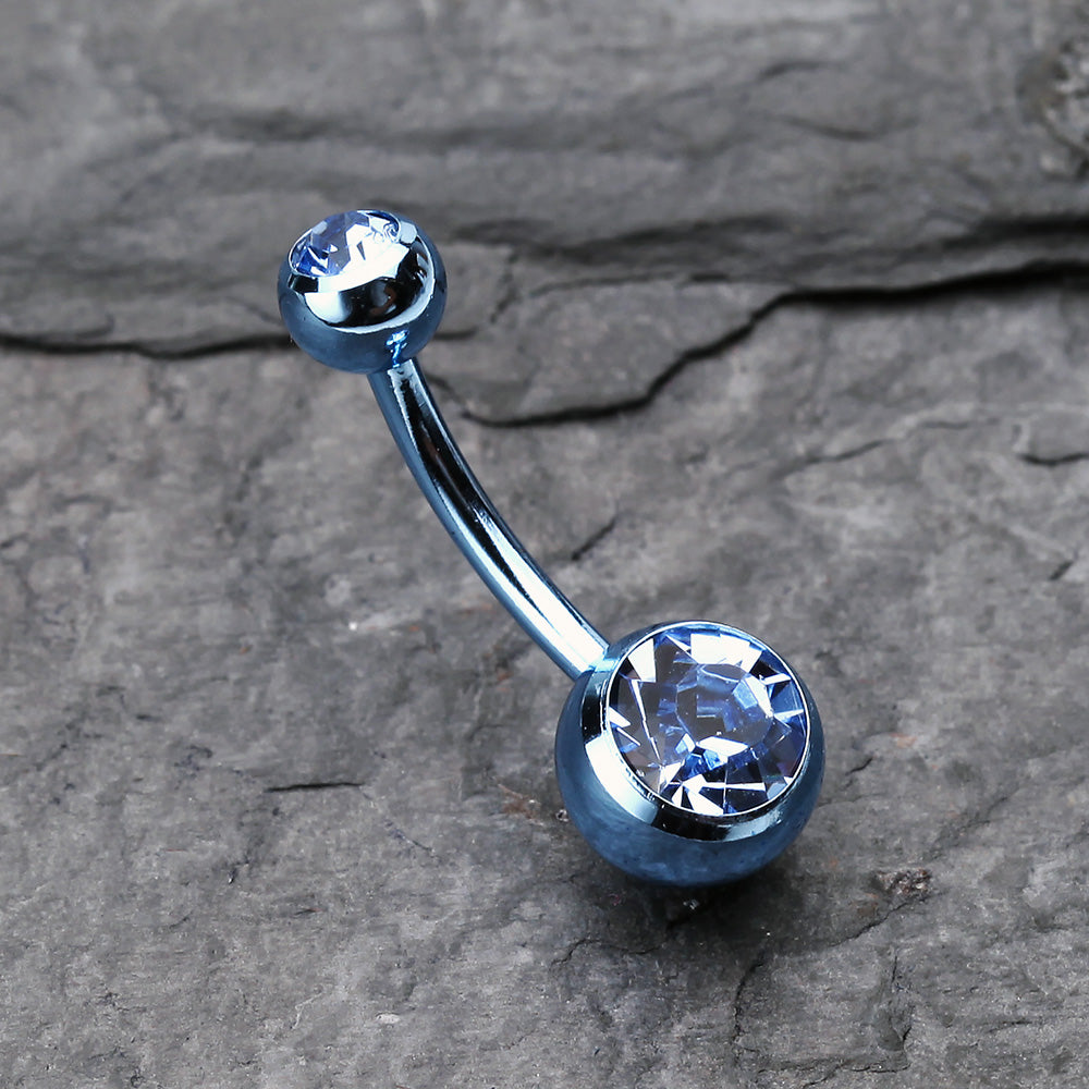 Detail View 2 of Jelly Belly Unity Gem Belly Button Ring-Light Blue/Light Blue