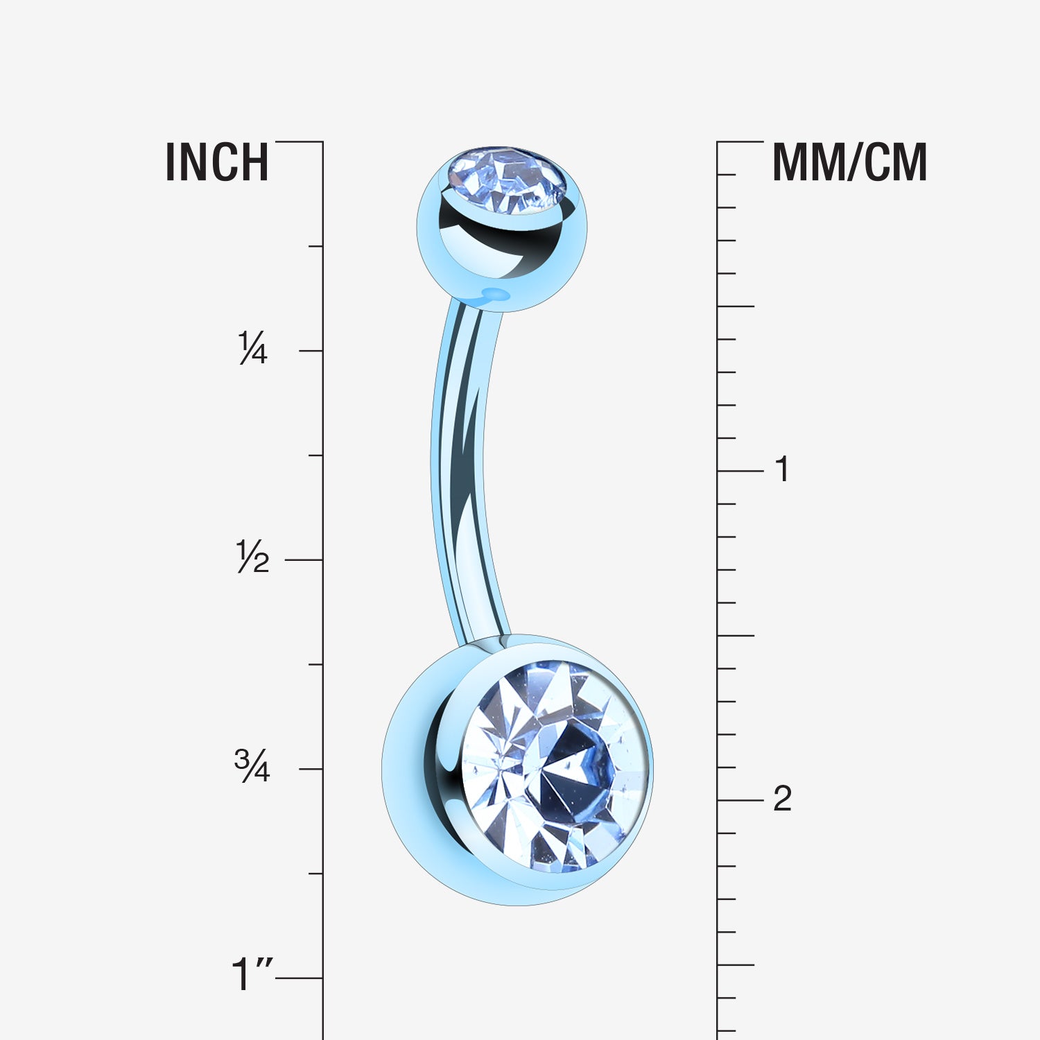 Detail View 1 of Jelly Belly Unity Gem Belly Button Ring-Light Blue/Light Blue