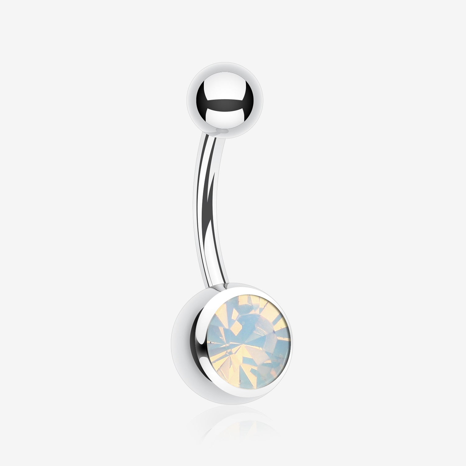 Jelly Belly Unity Gem Belly Button Ring-Rhodium Plated/Opal