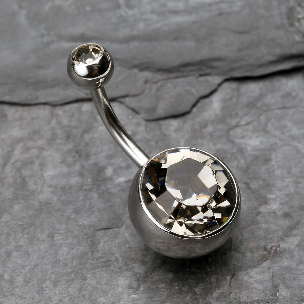 Detail View 2 of The Giant Sparkle Gem Ball Belly Button Ring-Black Diamond