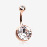Rose Gold Giant Sparkle Gem Ball Belly Button Ring