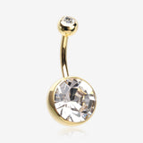 Golden Grand Sparkle Gem Ball Basic Belly Button Ring