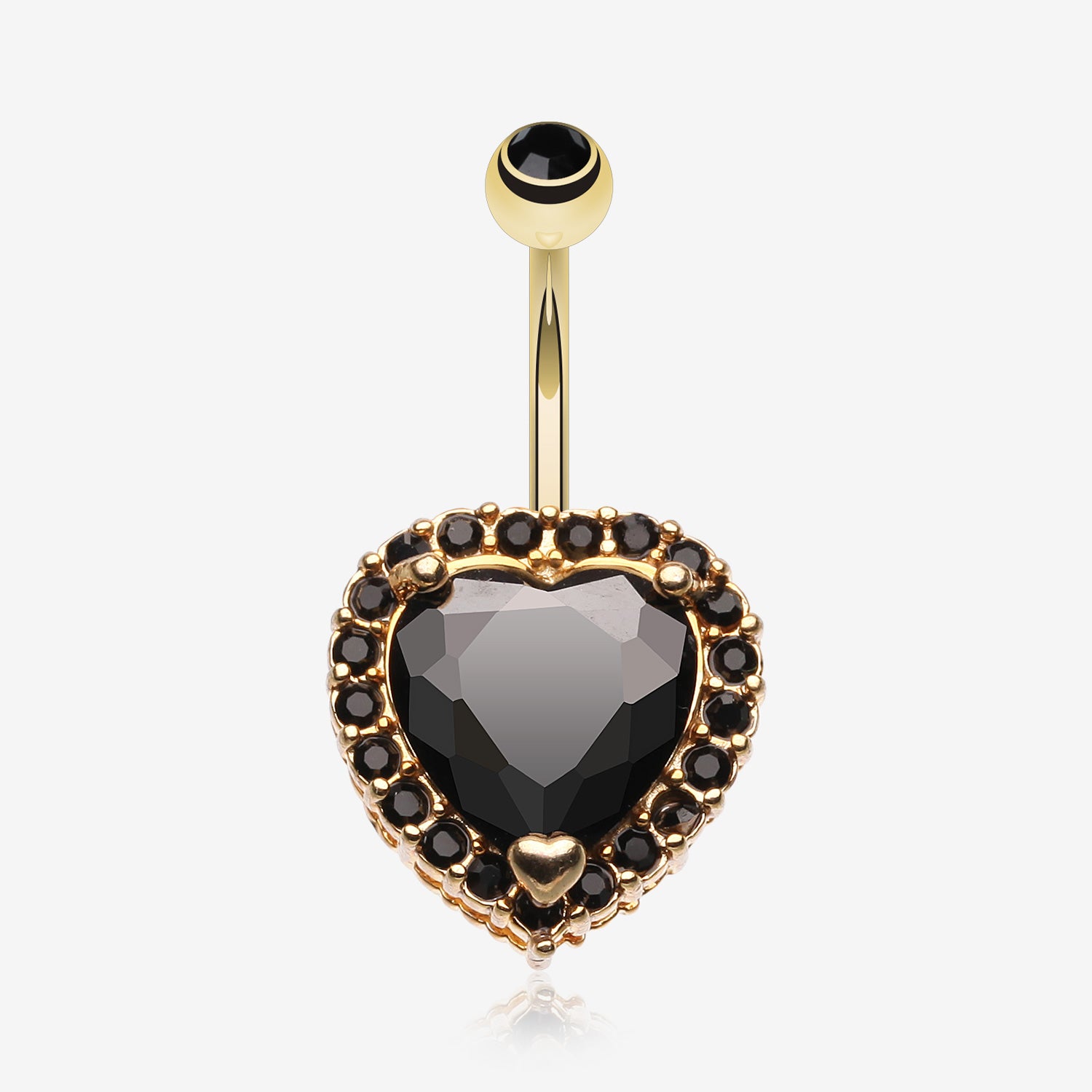 Golden Heart Extravagant Belly Button Ring-Black