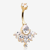 Golden Floral Elegant Art Deco Sparkle Belly Button Ring