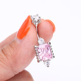 Detail View 3 of Princess Sparkle Adornment Belly Button Ring-Clear Gem/Pink