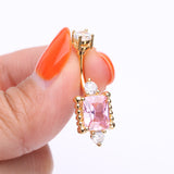 Detail View 3 of Golden Princess Sparkle Adornment Belly Button Ring-Clear Gem/Pink