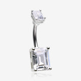Sparkle Essentia Square Gem Belly Button Ring