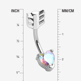 Detail View 1 of Cupid's Arrow Heart Sparkle Belly Button Ring-Aurora Borealis