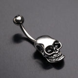 Detail View 2 of Apocalyptic Skull Head Belly Button Ring-Black