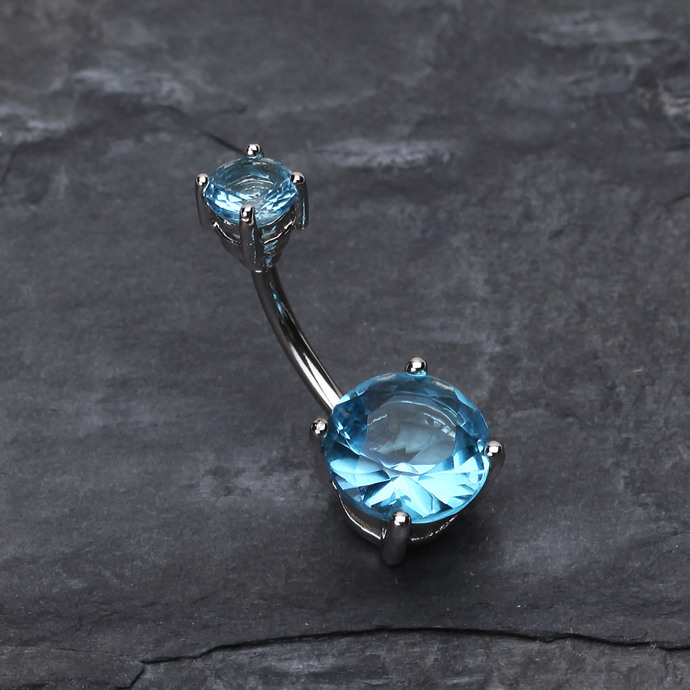 Detail View 2 of Brilliant Gem Sparkle Belly Ring-Aqua