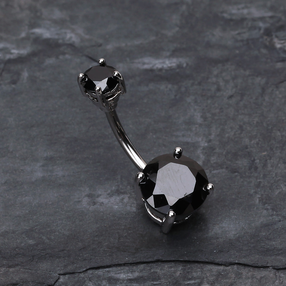 Detail View 2 of Brilliant Gem Sparkle Belly Ring-Black