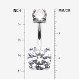 Detail View 1 of Brilliant Gem Sparkle Belly Ring-Clear Gem