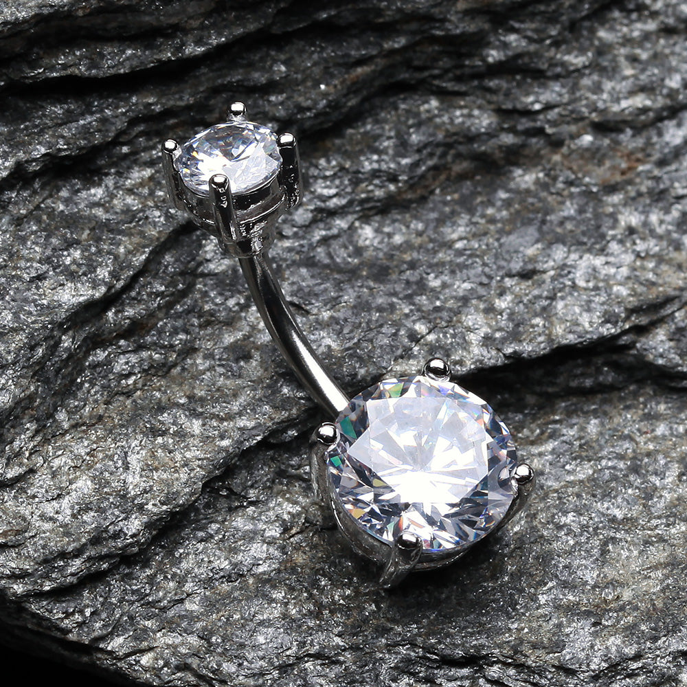 Detail View 2 of Brilliant Gem Sparkle Belly Ring-Clear Gem