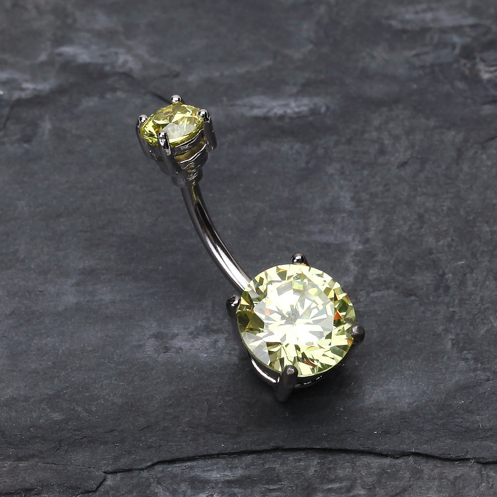 Detail View 2 of Brilliant Gem Sparkle Belly Ring-Light Green
