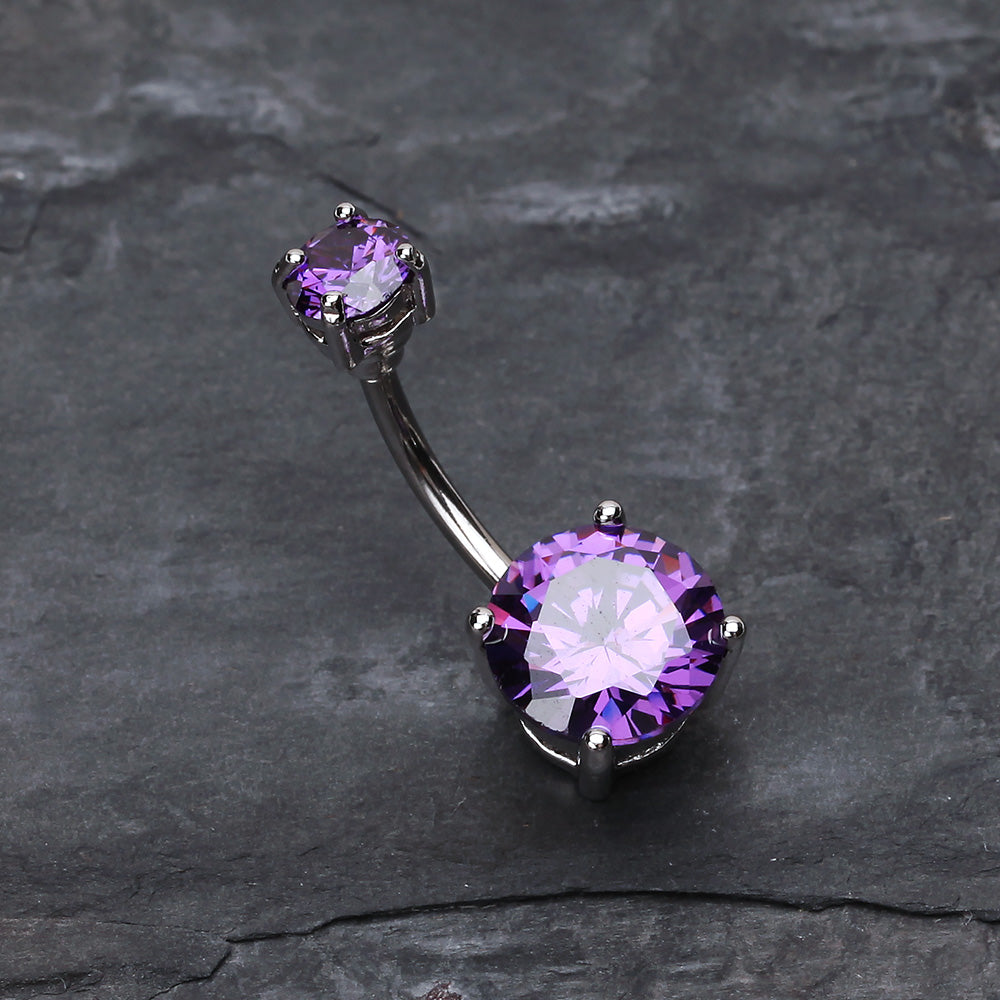Detail View 2 of Brilliant Gem Sparkle Belly Ring-Purple