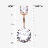 Detail View 1 of Rose Gold Classic Sparkle Gem Belly Button Ring-Clear Gem