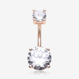 Rose Gold Classic Sparkle Gem Belly Button Ring