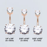 Detail View 3 of Rose Gold Classic Sparkle Gem Belly Button Ring-Clear Gem