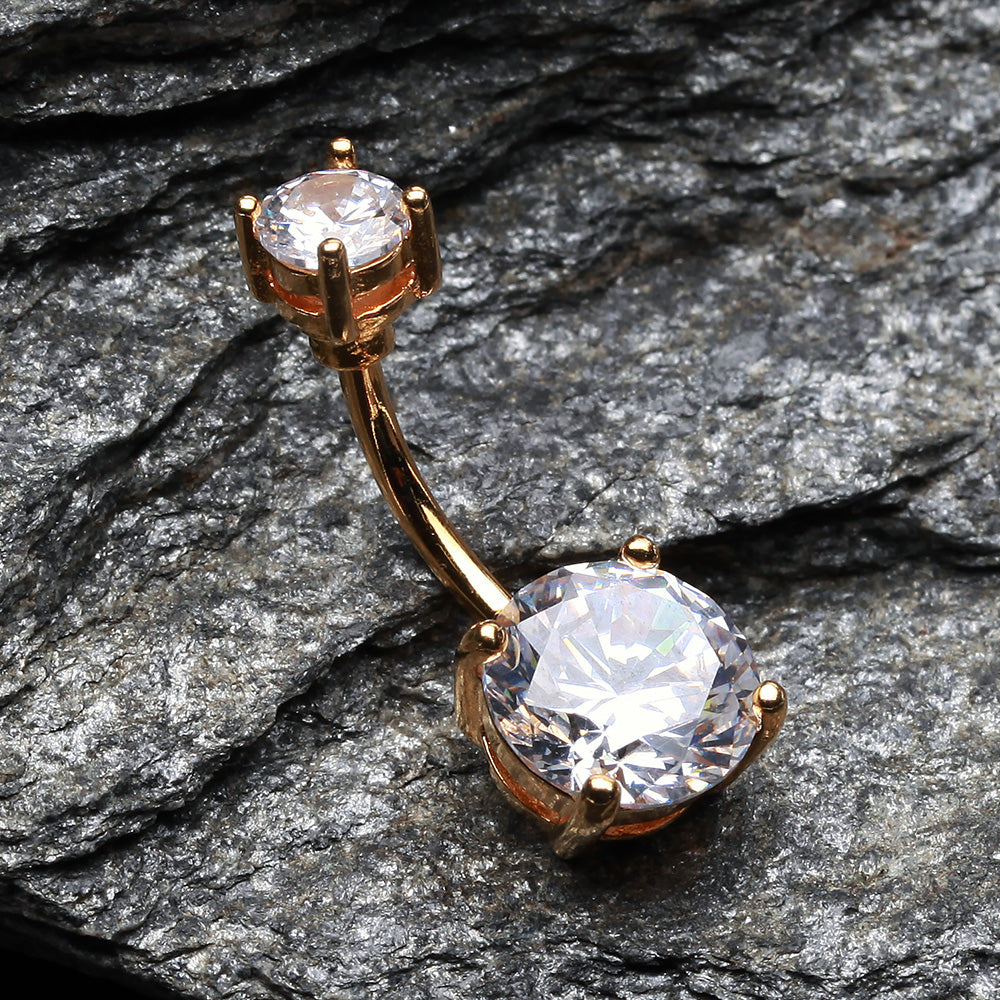 Detail View 2 of Colorline Gem Prong Sparkle Belly Button Ring-Clear Gem