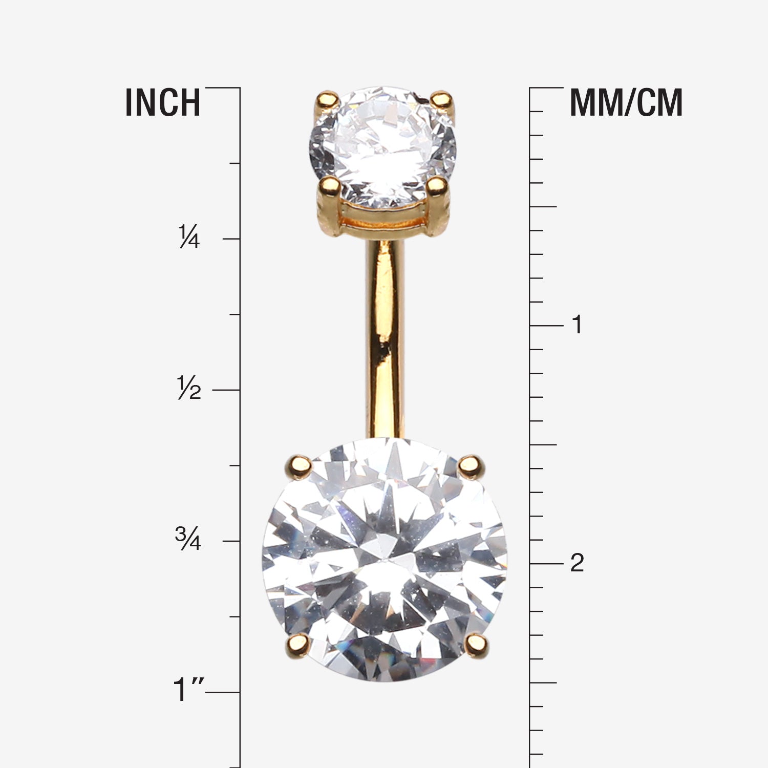Detail View 1 of Colorline Gem Prong Sparkle Belly Button Ring-Clear Gem
