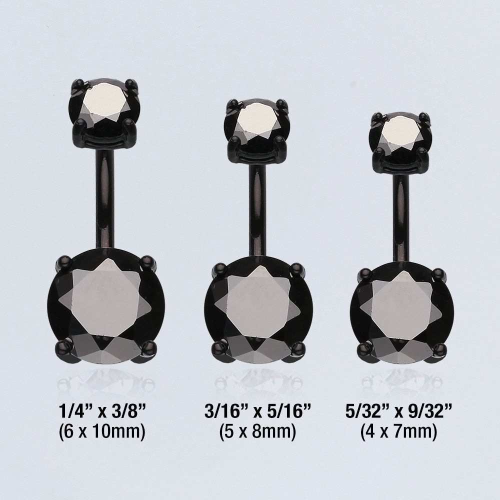 Detail View 3 of Colorline Gem Prong Sparkle Belly Button Ring-Black