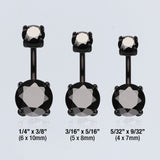 Detail View 3 of Colorline Gem Prong Sparkle Belly Button Ring-Black