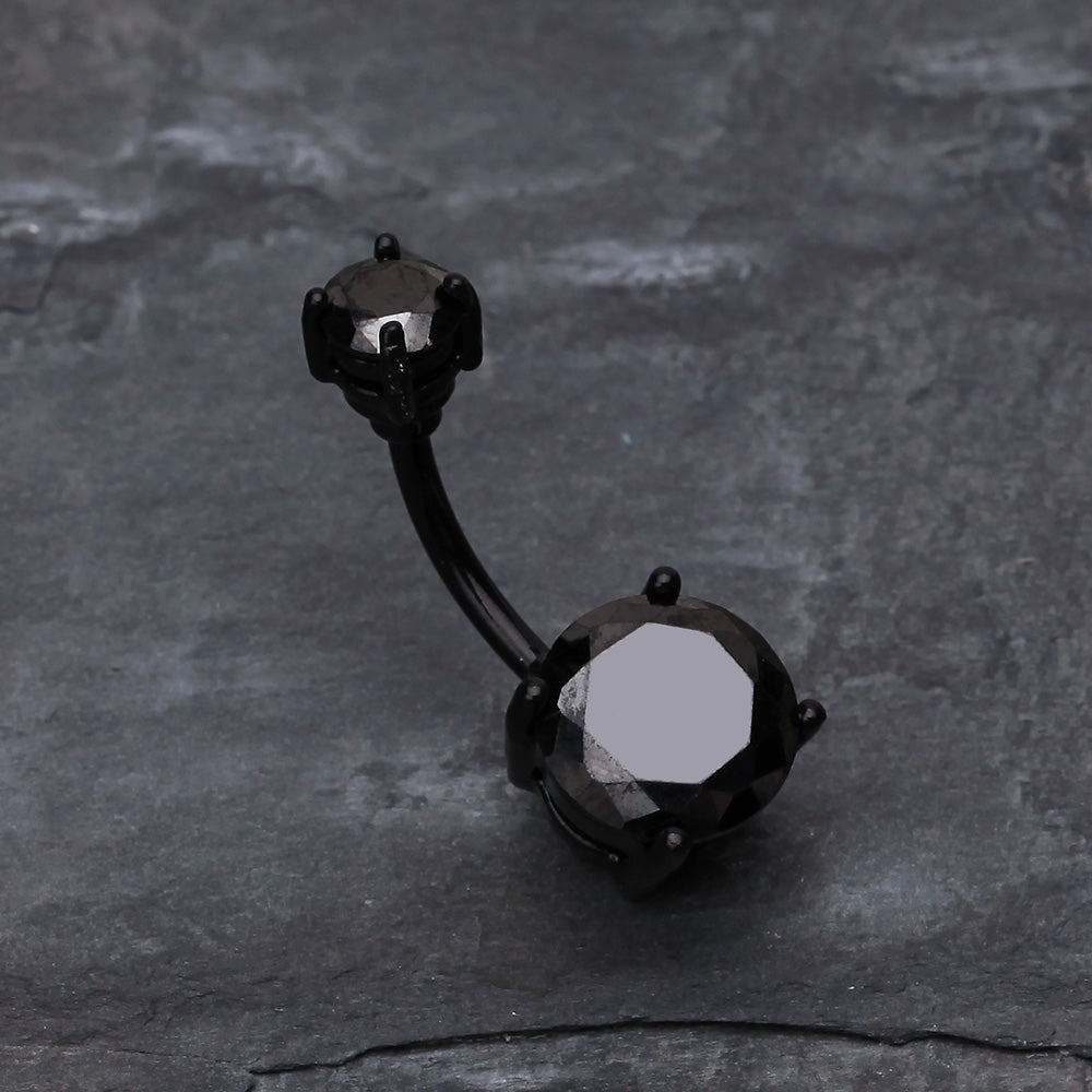 Detail View 2 of Colorline Gem Prong Sparkle Belly Button Ring-Black