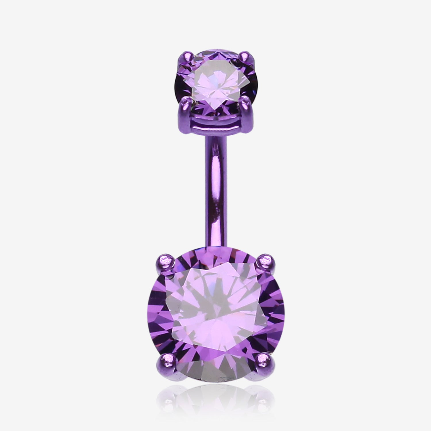 Colorline Gem Prong Sparkle Belly Button Ring-Purple