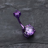 Detail View 2 of Colorline Gem Prong Sparkle Belly Button Ring-Purple