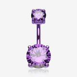 Colorline Gem Prong Sparkle Belly Button Ring-Purple