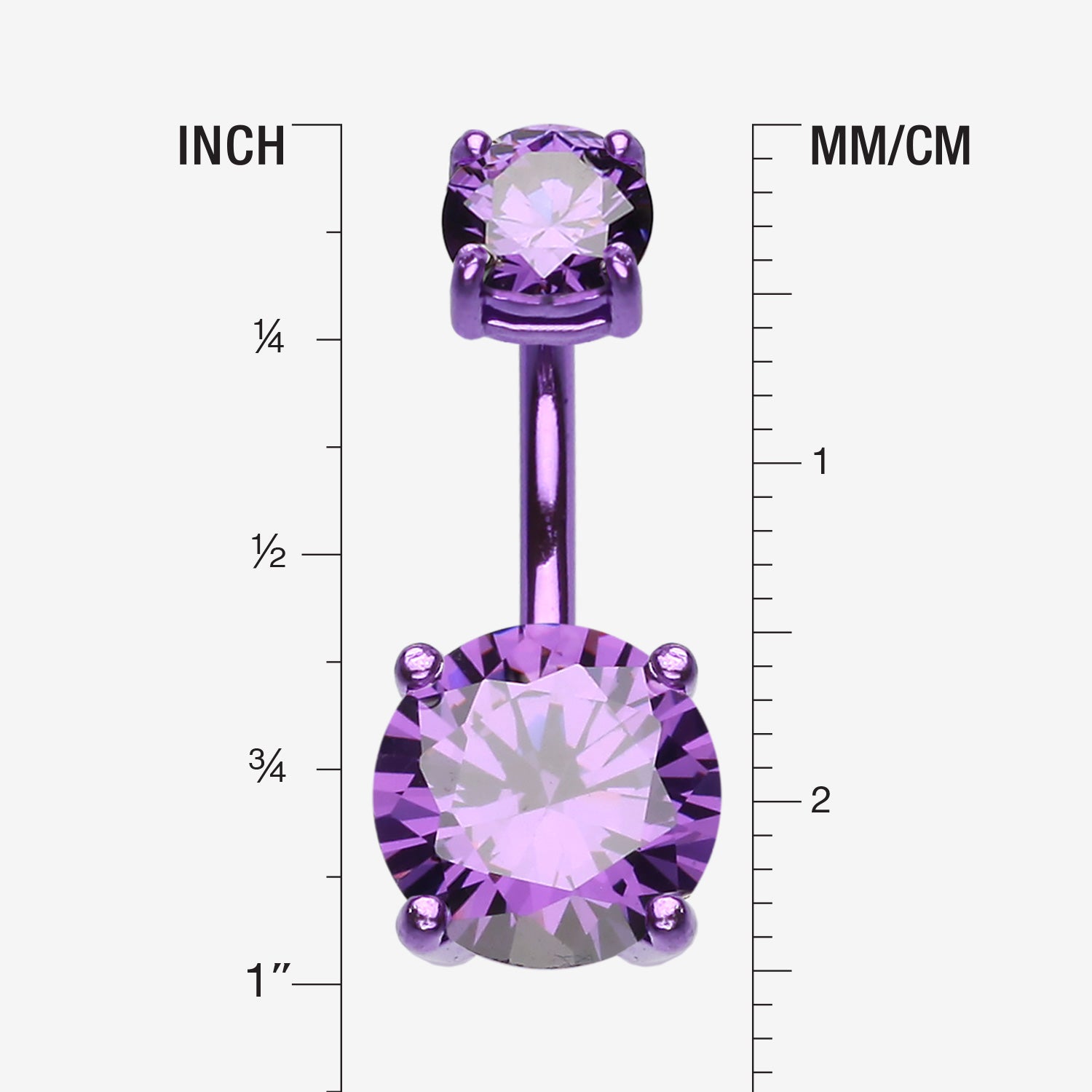Detail View 1 of Colorline Gem Prong Sparkle Belly Button Ring-Purple