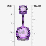 Detail View 1 of Colorline Gem Prong Sparkle Belly Button Ring-Purple