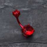 Detail View 2 of Colorline Gem Prong Sparkle Belly Button Ring-Red