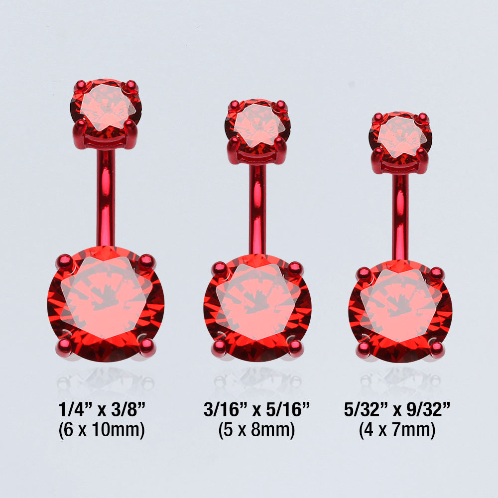 Detail View 3 of Colorline Gem Prong Sparkle Belly Button Ring-Red