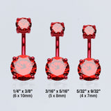 Detail View 3 of Colorline Gem Prong Sparkle Belly Button Ring-Red