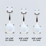 Detail View 3 of Colorline Gem Prong Sparkle Belly Button Ring-Rhodium Plated/Opal