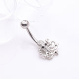 Detail View 2 of Evil Octopus Sparkle Belly Button Ring-Clear Gem