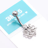 Detail View 4 of Evil Octopus Sparkle Belly Button Ring-Clear Gem