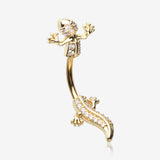 Golden Sparkle Gecko Lizard Belly Button Ring