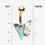 Detail View 1 of Golden Abalone Natural Shell Butterfly Belly Button Ring