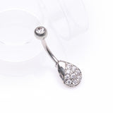 Detail View 2 of Essence Sparkle Dew Droplet Belly Button Ring-Clear Gem