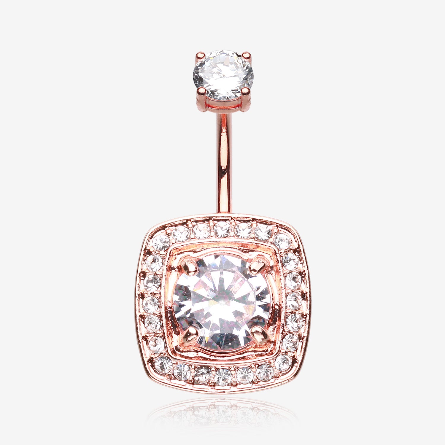 Rose Gold Grand Essentia Belly Button Ring-Clear Gem
