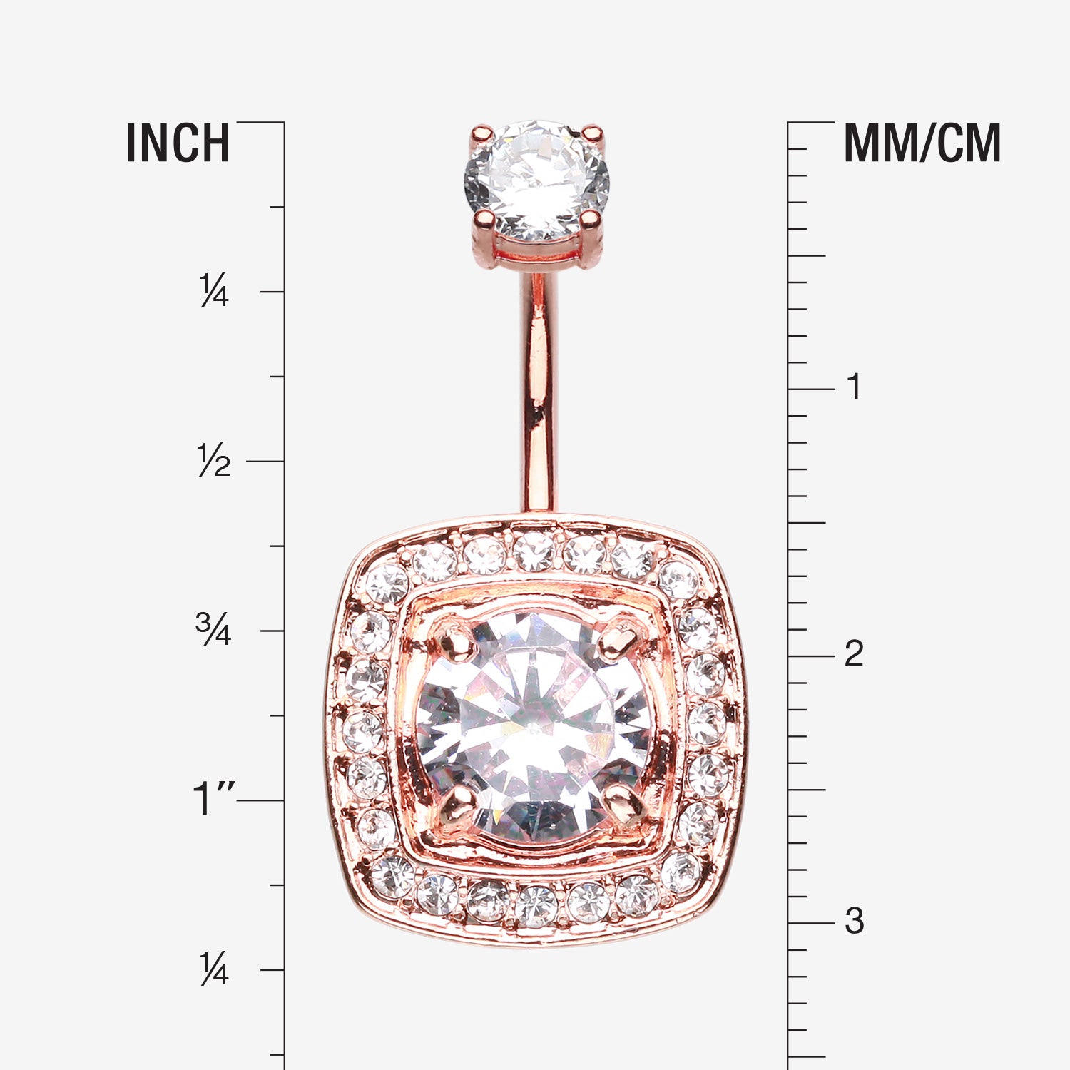 Detail View 1 of Rose Gold Grand Essentia Belly Button Ring-Clear Gem