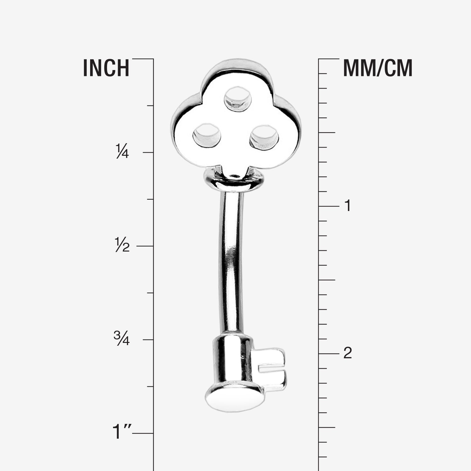 Detail View 1 of Dainty Princess Key Belly Button Ring-Steel