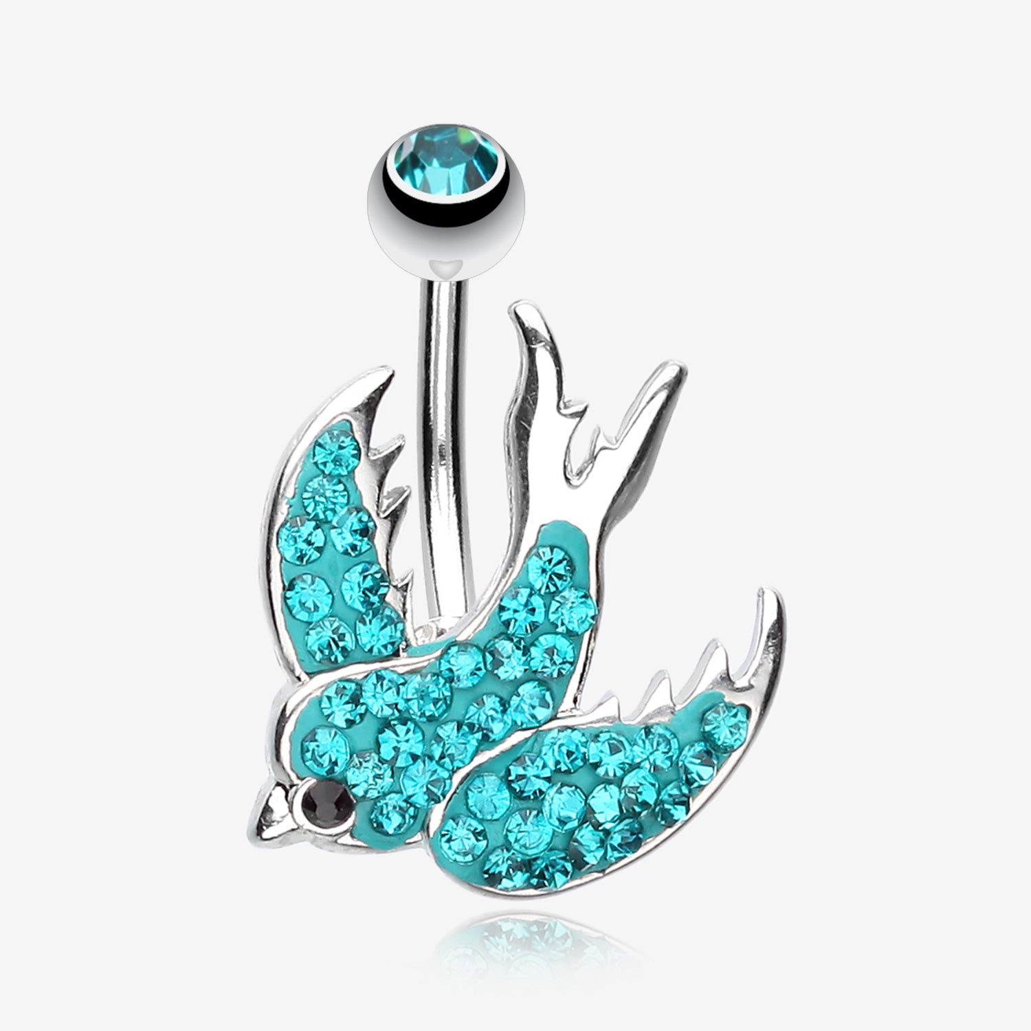 Multi-Gem Sparkle Swallow Multi-Gem Belly Button Ring-Teal