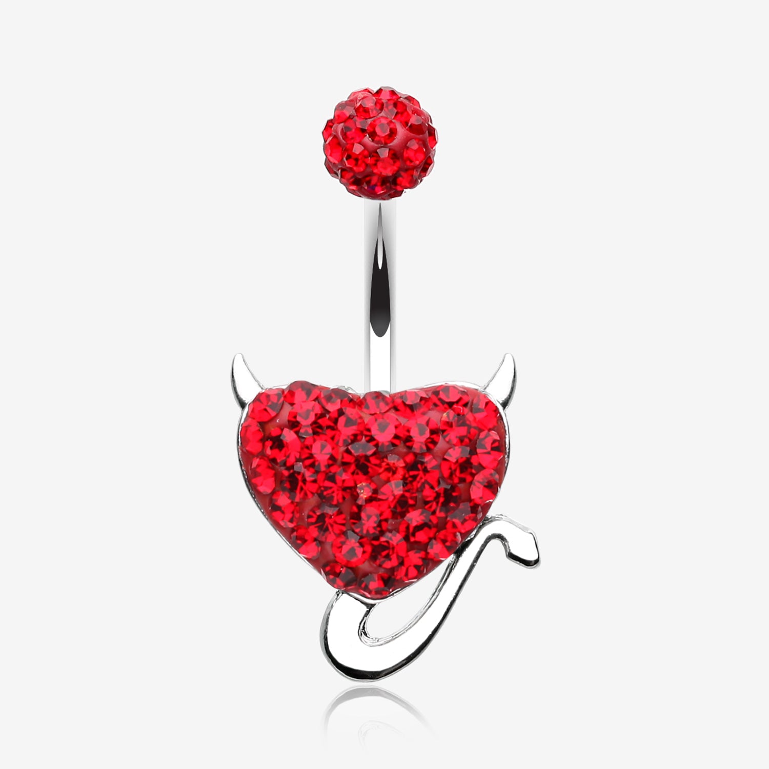 Devil's Heart Multi-Gem Sparkle Belly Button Ring-Red